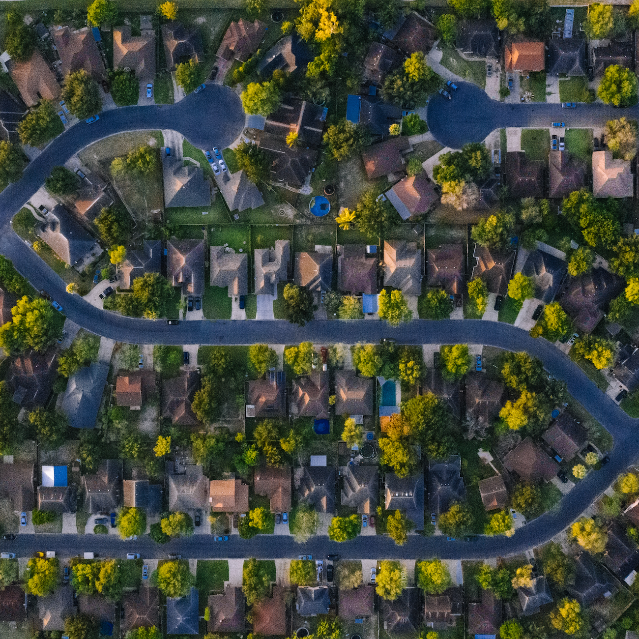 Aerial view of neighborhood greenspace