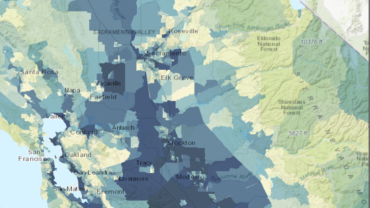 Cal Enviro Screen Map of Northern California