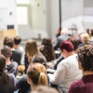 Graduate students in lecture hall