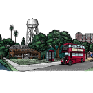 UC Davis Campus Illustration in color with white background